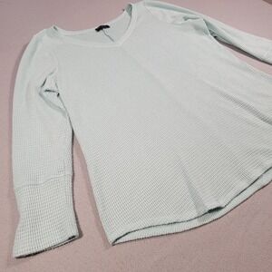 Lane Bryant Top Waffle Knit V Neck Long Sleeve Plus Size 14/16 Mint Green